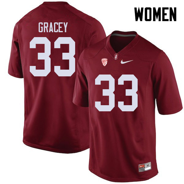 Women #33 Alex Gracey Stanford Cardinal College Football Jerseys Sale-Cardinal